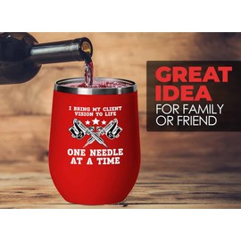Flairy Land Tattoo Artist Silver Wine Tumbler 12oz - I bring my clients - Gifts for My Tattoo Artist Tattoos Tats Tattooing Skin Design Professional