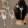 Cute Flower & Butterfly Design Hair Bun Clip, Glitter Hair