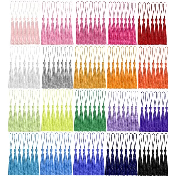 Pack of 200 Mini Tassels, Basicon Silky Soft Colourful Tassels,