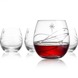 SHOSHIN Space Stemless Wine Glass Set of 4-15Oz,Hand-Cut Wine Glasses,Premium Wine glass for The Space Enthusiast- Planets and Stars Crystal Drinking Glasses,Best wine Gifts