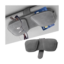KHGUZ Sunglass Holder for Car Visor, Magnetic Auto Sun Visor Eyeglasses Ticket Card Double Clip, Vehicle Interior Glasses Hanger Organizer Accessories, Universal for SUV Sedan Truck(Gray)