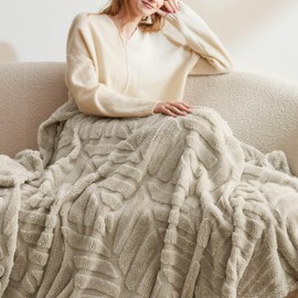 Bedsure Brown Soft Blanket for Couch, Lightweight Cozy Warm Leaf Textured Plush Blanket for Bed Couch Sofa, Super Soft Fleece Blankets for Women Men, 50x60 Inches