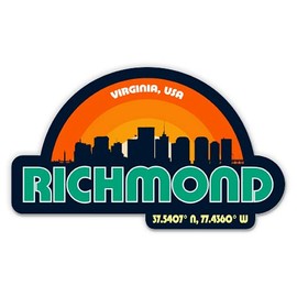 Squiddy Richmond Virginia City Skyline - Vinyl Sticker Decal for Phone, Laptop, Water Bottle (3" Wide)