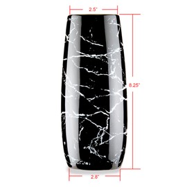 Black, White & Gold Marble Vase | Unique Ceramic Flower Vase for Home Decor, Centerpieces, Pampas Grass, Bouquet | Luxury Aesthetic Room Decor