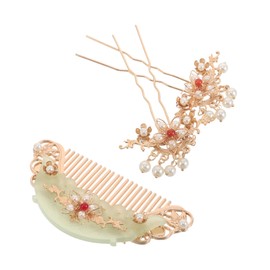 Vaguelly 3pcs Ancient Style Hair Clip Set with Shaped Acetate Hairpins and Hair Comb Secure Hold for Hanfu Weddings Photoshoots and Themed Parties