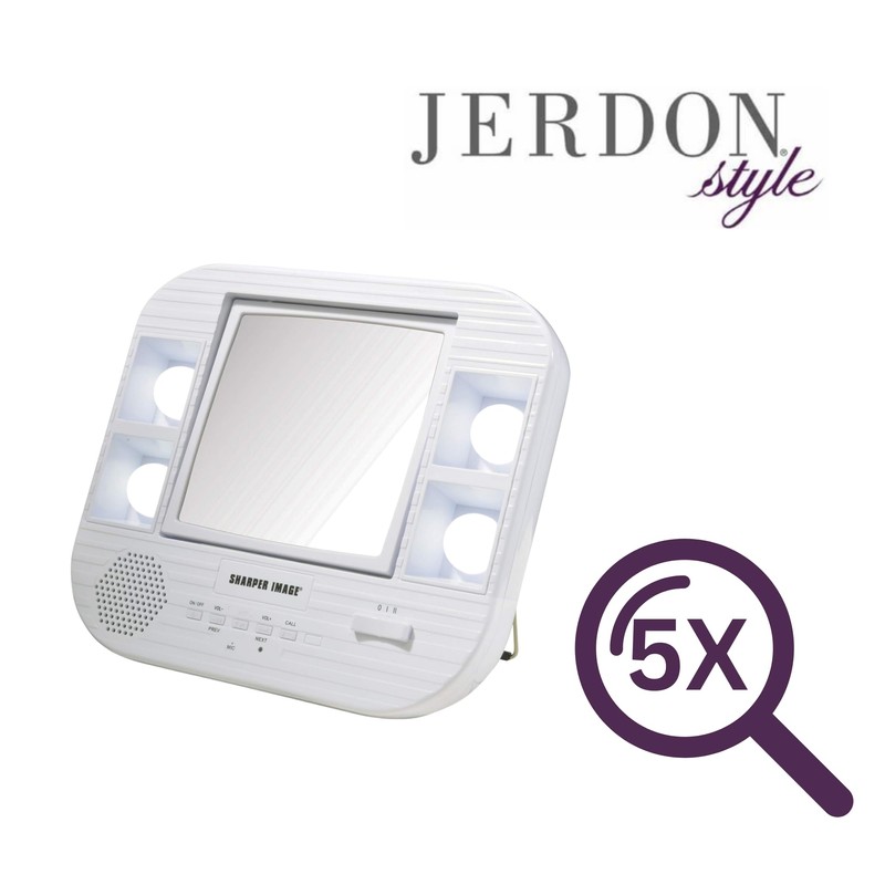 JERDON Two-Sided Bluetooth Makeup Mirror with Lights - Vanity Mirror