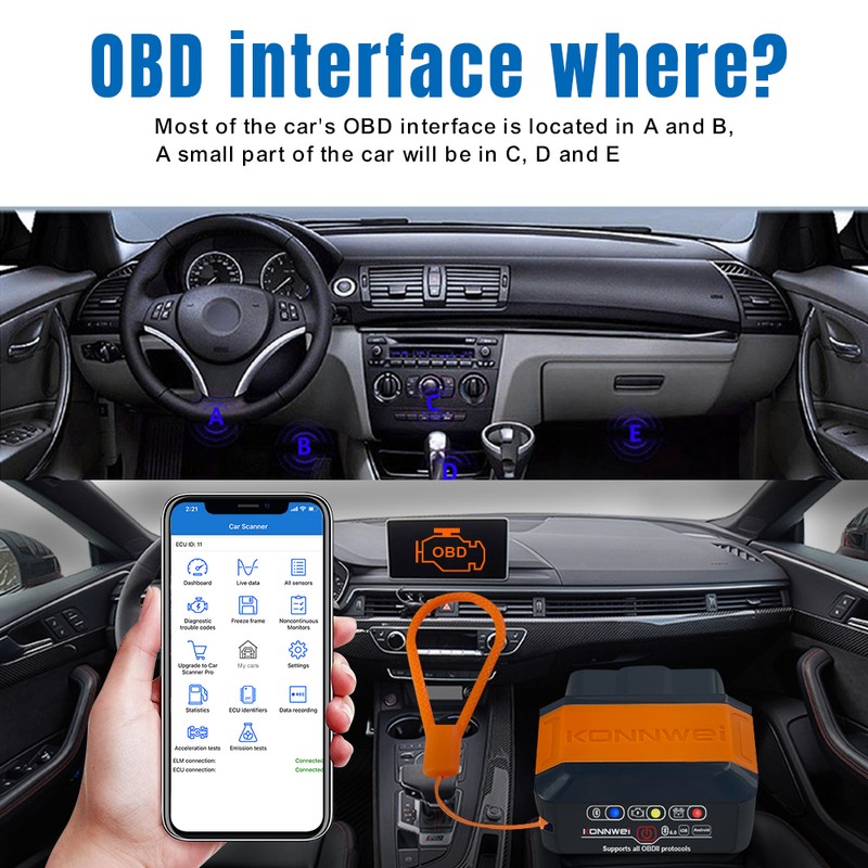 KONNWEI KW906 BT 5.0 Wireless OBDII Car Auto Diagnostic Scan