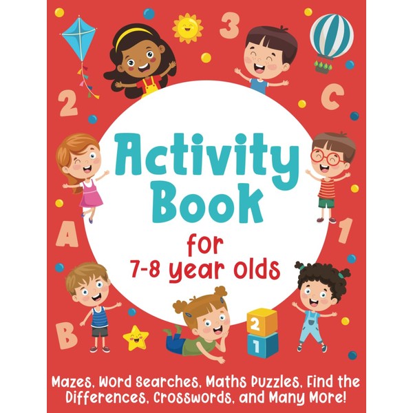 Activity Book For 7-8 Year Olds: Mazes, Word Searches, Maths