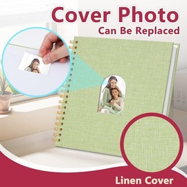 Vienrose 12X12 Inch DIY Scrapbook Album Linen Arch Window Photo Album 80 Blank Pages Scrap Book Photo Albums for Wedding Baby Shower, Grass Green