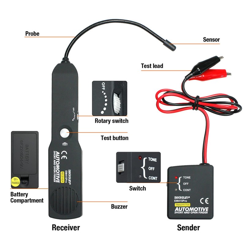 allsun em415Pro Cable Tracker Electrical, Auto Circuit Tester,Short Open Finder