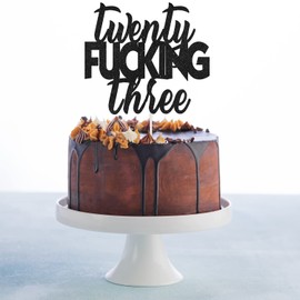 Decoración para tartas de cumpleaños de 23 años, color negro, con purpurina, decoración para fiestas de cumpleaños de 23 años, suministros para adultos