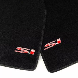 SI Black Front Rear Carpets Floor Mats w/ 3D SI Emblems For 06-11 Civic 2/4 Door