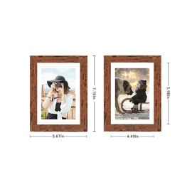 Picrit 8x10 Picture Frame Set of 12, Display 5x7 with Mat or 8x10 Without Mat, Photo Frames for Wall Mounting or Table Top Display, Brown.