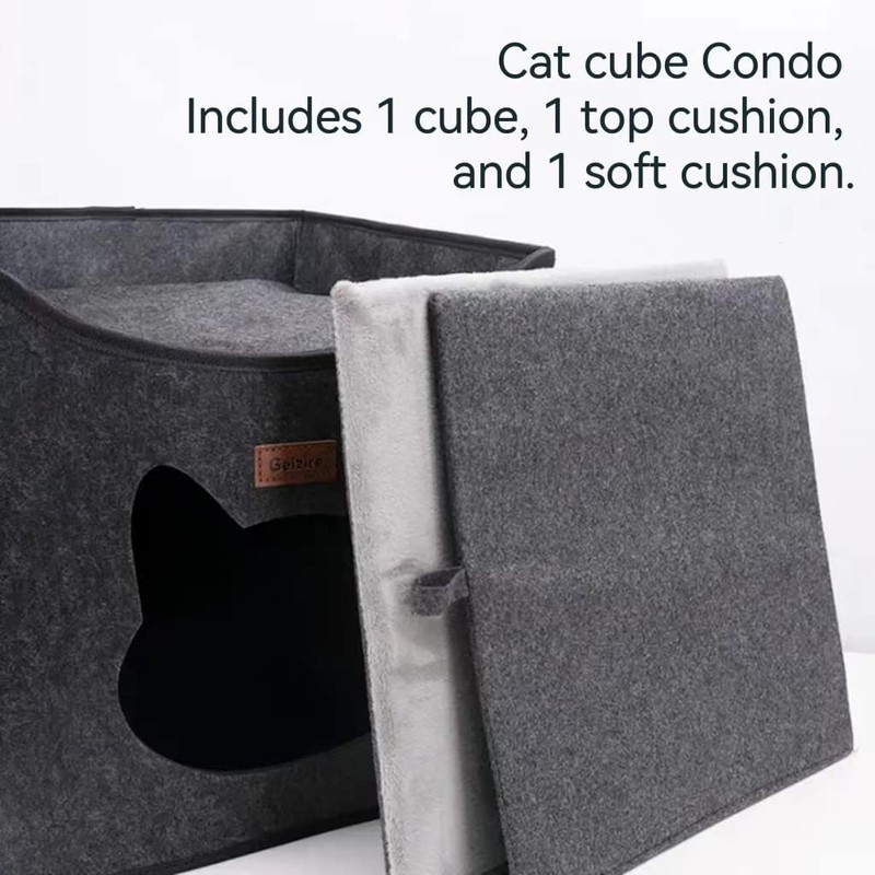 Geizire Cat Beds for Indoor Cats,Cute Shape Cat Cave, Foldable