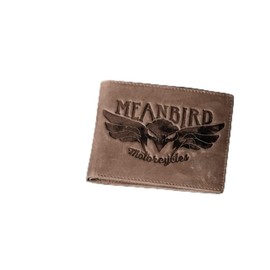 Red Torpedo Mean Bird Motorcycles Leather Wallet TAN
