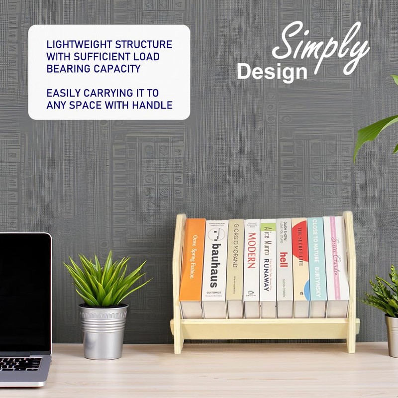 2 Pack Desktop Bookshelf, Stackable Book Organizer with Handle, Storage