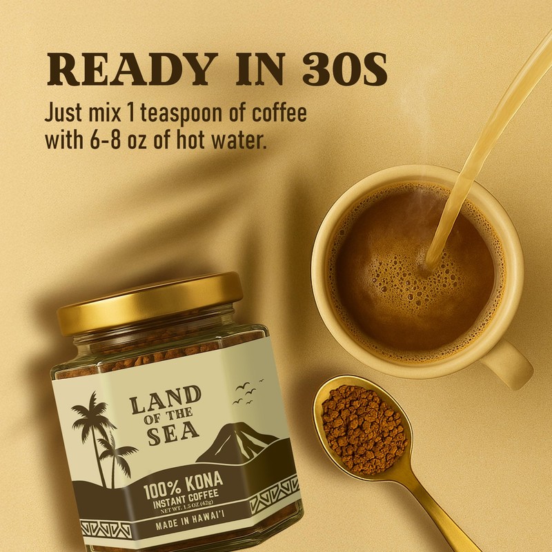 Land of the Sea 100% Kona Instant Coffee - Freeze
