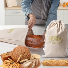 Linen Bread Bags For Homemade Bread Sourdough,Large 17x11 Inch Reusable Sourdough Linen Bags For Storage* 2 Pack