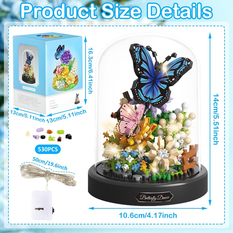 GAROMIA Flower Building Blocks Set Butterfly Bouquet Building Block Mini