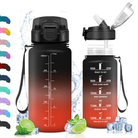 Vikaster Sports Water Bottle with Straw, 500 ml, Leak-Proof, BPA-Free, Sports Bottle for School, Camping, Yoga, Gym, Outdoors