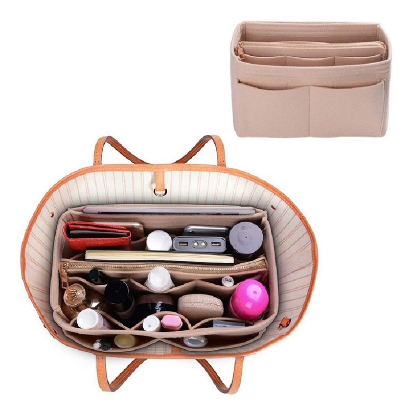 ZTUJO Purse Organizer Insert, Felt Bag Organizer with Metal Zipper,