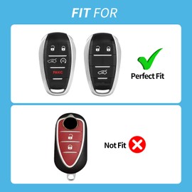 T-carbon Real Glass Fiber Key Fob Cover Compatible with Alfa Romeo Giulia Stelvio Tonale Smart Car Remote Key Fob Case, 4 5 Buttons, Red