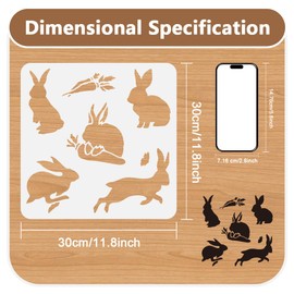 Easter Rabbit Wall Stencil for Painting 30 x 30cm Reusable Plastic Bunny Stencil for Wall Fabric Furniture Painting, DIY Home Decor Craft Stencil