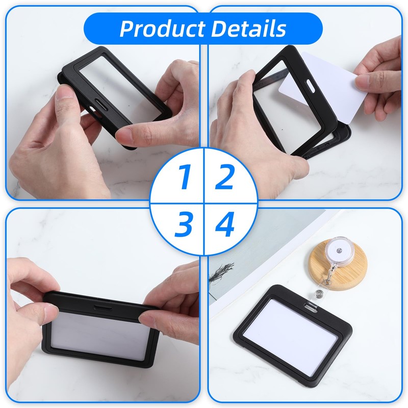 Classicseali 12PCS Id Card Holder Horizontal, Transparent Horizontal Id Badge