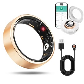 HAPPYAUDIO Smart Ring, Bluetooth Activity Tracker with Touch Control, 0.5" OLED Display, Black, Compatible with iOS and Android（14#）