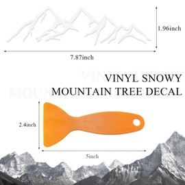 JUSTTOP Snow Mountain Tree Decal Sticker, Waterproof Car Snow Mountain Graphic Decal with Scraper, Mountain Tree Decoration Sticker for Vehicle Laptop Window, Car Accessories (White)