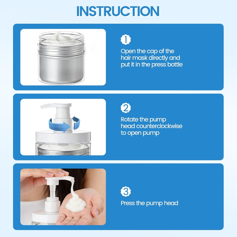 Pump Bottle Dispenser for Conditioner,17 oz Refillable Clear Lotion Jar