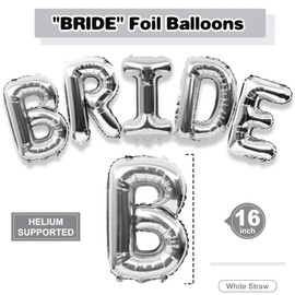 Silver Bride Balloons, 16 Inch Bride Balloons for Bachelorette Engagement Bridal Shower Wedding Party Decoration