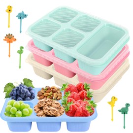 Pack of 4 Snack Boxes with Compartments for Children and Adults Snack Bowl with Lid Reusable Bento Snack Box with Lid Lunch Box with Compartments Snack Boxes Split Snack Box
