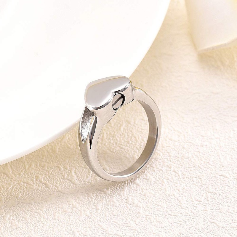 Simple Heart Cremation Urn Ring for Ashes Hold Loved Ones