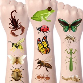 Yoyuspy Bug Temporary Tattoos Bulk - 200+ Bug Insect Tattoos Stickers Kids Bug Birthday Party Decorations Favors Supplies Spiders Bee Butterfly Bug Insect Fake Tattoos Classroom School Prizes Rewards