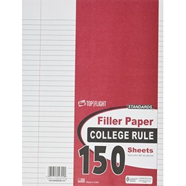 Top Flight Filler Paper, 10.5 x 8 Inches, College Rule, 150 Sheets (12302)