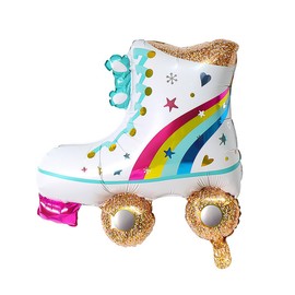 WANGCL 6 Pieces Rainbow Roller Skate Balloons for 80s 90s Party Decor Chain Link Balloons for Hip Hop Birthdays Weddings Party Supplies