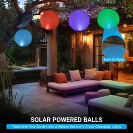 NAYUNA 4 Pack - Solar LED Floating Pool Lights - 14-Inch Inflatable Waterproof Decorative Balls with 16 Color-Changing Glow, Durable and Eco-Friendly for Pools, Patios, Gardens and Events