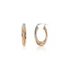 Sterling Silver Tricolor Hoop Earrings, Spiral Design Oval Shape Hoops