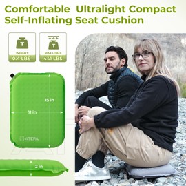 ATEPA Inflatable Seat Cushion Lightweight Self-Inflatable Memory Foam Seat Cushion for Stadium Airplane Trevel, Waterproof Portable Seat Cushion for Backpacking Camping Chair Pad, Llight Green