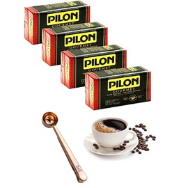 Bundle Pilon Gourmet Coffee10 oz (4 Pck) + Vecosas Spoon Clip Made for PILON® type Ground Coffee