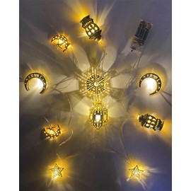BIQIQI Ramadan Eid String Light, Ramadan Decorations Light Eid Mubarak Decorations 5.4ft 10 LEDs Ramadan Fairy Lights Eid Lights, Eid Decorations for Eid Festival Home Outdoor Garden Decorations