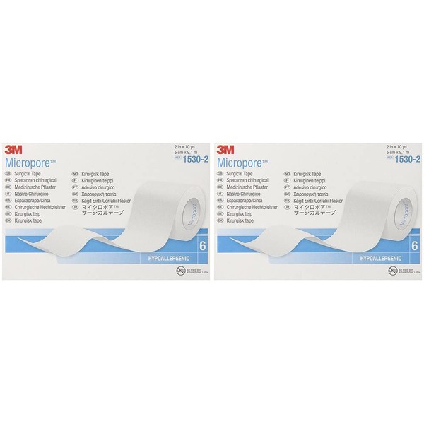 3M Micropore Tape 1530-2, 6 Rolls (2 Sets)