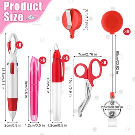 Yinkin 36 Pcs Nurse Pen Set for Badge Nurse Accessories for Work Nurse Badge Holder Permanent Marks Highlighter 4 in 1 Retractable Shuttle Pens Mini Scissors for Nurse Doctor Week Gift (Skull Style)