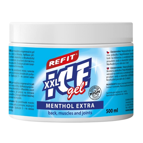 Refit Ice Gel Menthol Extra XXL 500 ml – hoher Mentholgehalt – extra kühlend – geeignet für Freizeit- und Profisport – zur Regeneration und Entspannung – einzigartige Formel