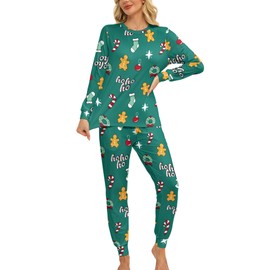 KFUBUO Christmas Pajamas Set for Women 2 Piece Long Sleeve Lounge Sets Girls' sleepwear wiht Pockets