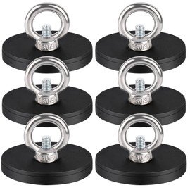 MIN CI Pack of 6 Magnets Very Strong with Thread D66 x 8 mm M4 Magnets Screwable Flat Magnets with Hole Countersunk Magnets for Screwing On Round Eyelet Magnet Pot Magnet Large Magnet Hook