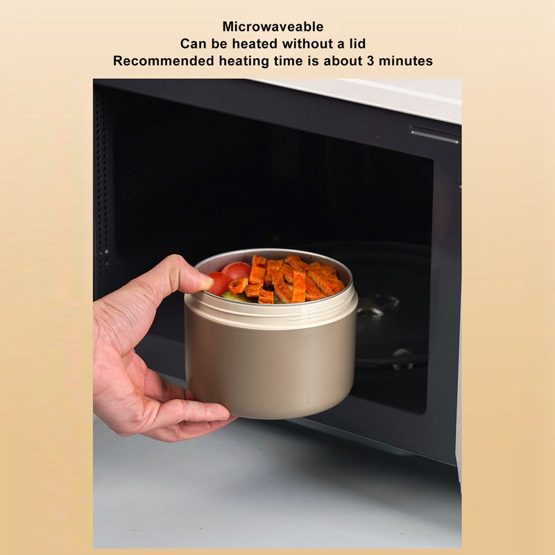 Insulated Lunch Container 304 Stainless Steel Leakproof Portable Round Thermal