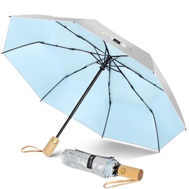 ZOMAKE UV Umbrella for Sun Protection UPF 50+,43 Inch Sun Umbrellas UV Protection Travel Compact Personal Reflective Auto Open(Silver,Light Blue)