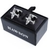 Silver Tone Airplane Cufflinks For Men With Gift Box., Metal